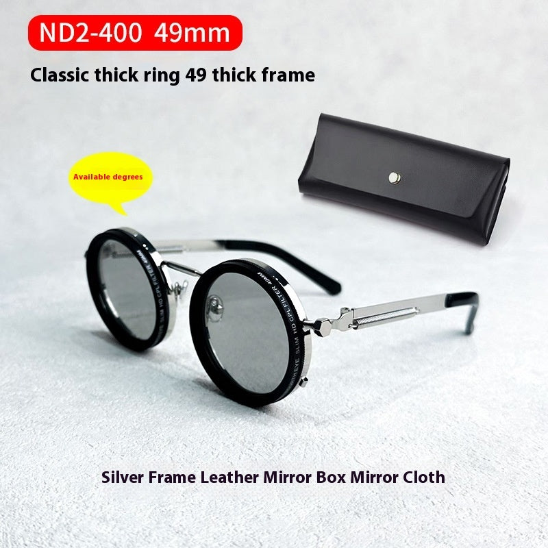 Lunettes de Soleil Rétro Polarisées ND9 – Rondes, Réglables, Unisexe – Anti-UV