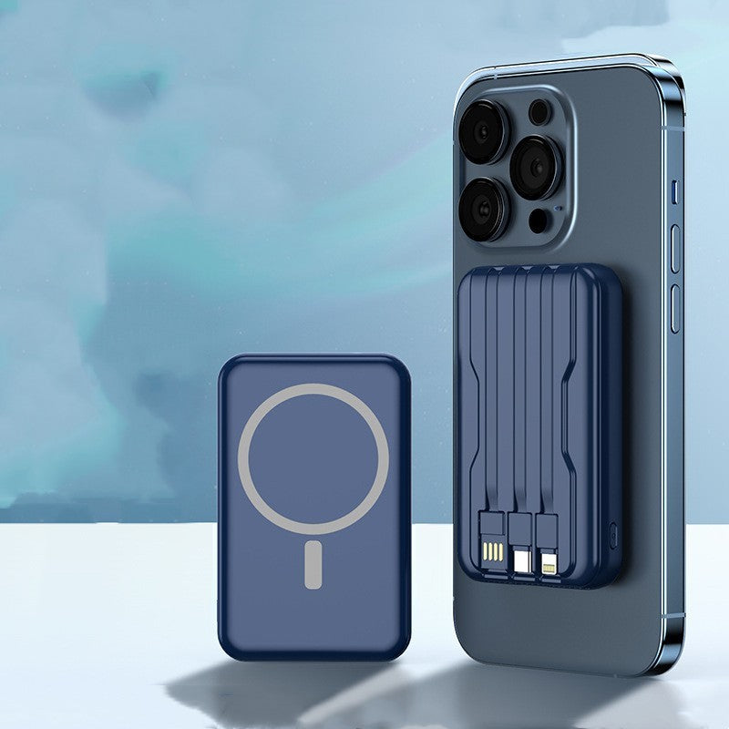 Batterie Externe 10000mAh – Recharge Sans Fil et Filaire, Aspiration Magnétique