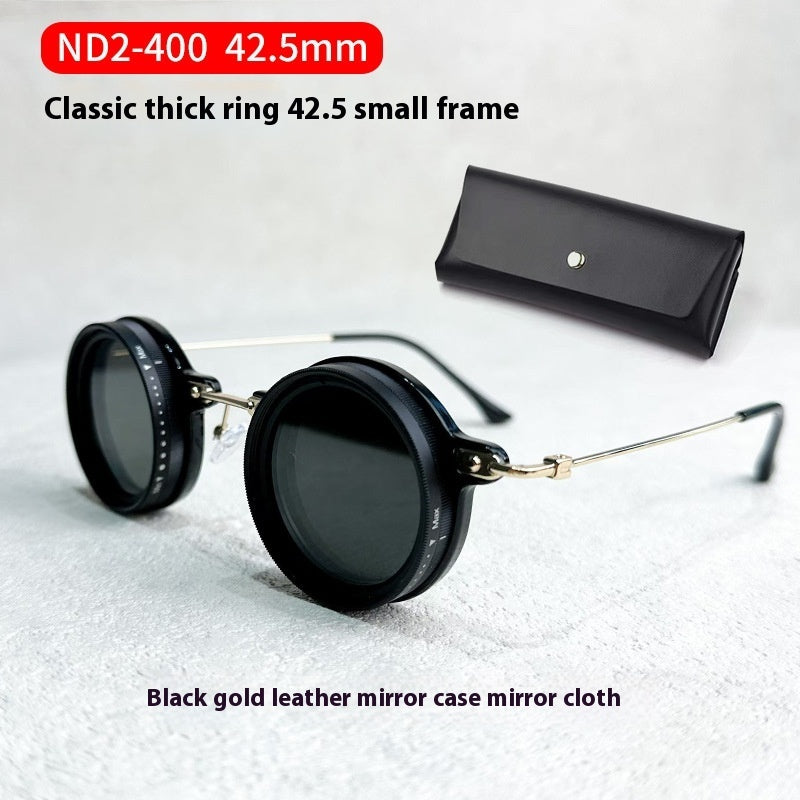 Lunettes de Soleil Rétro Polarisées ND9 – Rondes, Réglables, Unisexe – Anti-UV