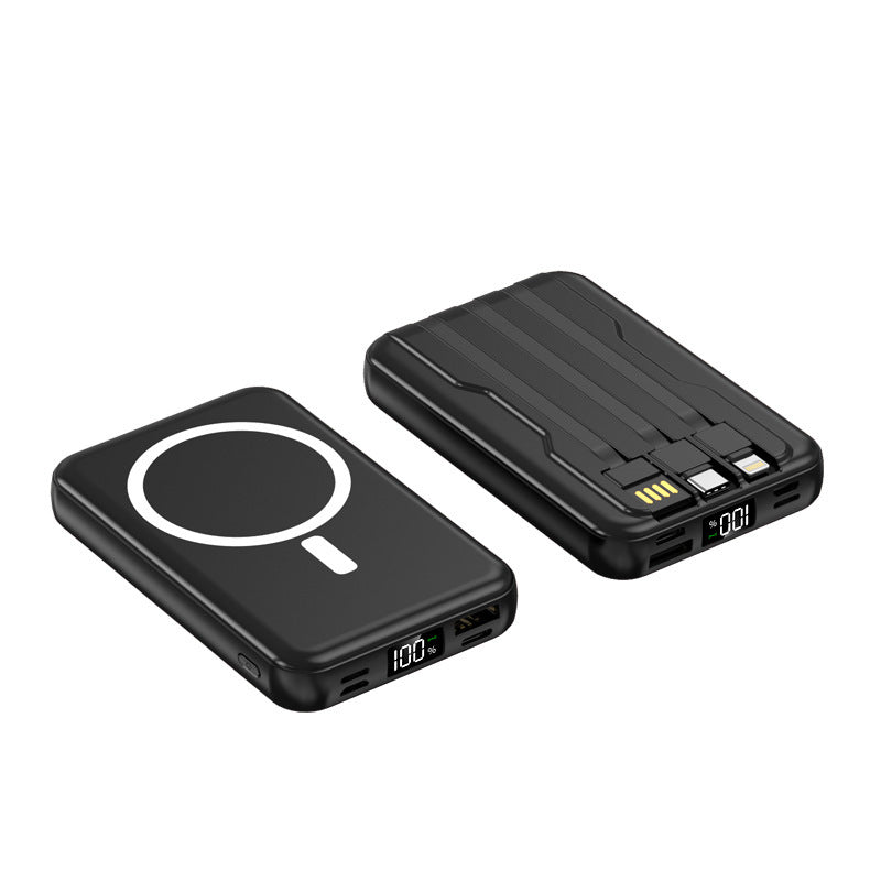 Batterie Externe 10000mAh – Recharge Sans Fil et Filaire, Aspiration Magnétique