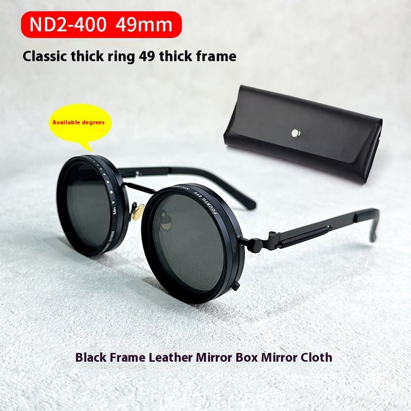 Lunettes de Soleil Rétro Polarisées ND9 – Rondes, Réglables, Unisexe – Anti-UV