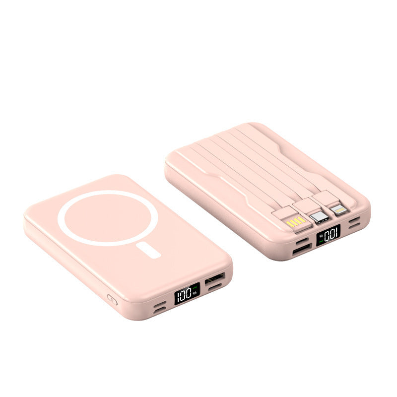 Batterie Externe 10000mAh – Recharge Sans Fil et Filaire, Aspiration Magnétique
