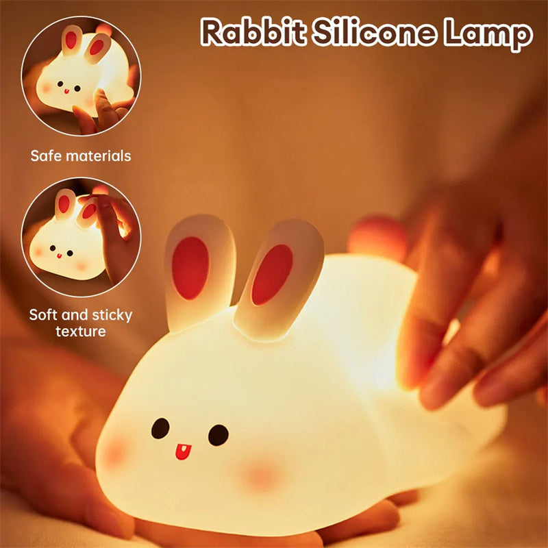 Veilleuse LED Tactile Enfant – Lapin Mignon en Silicone