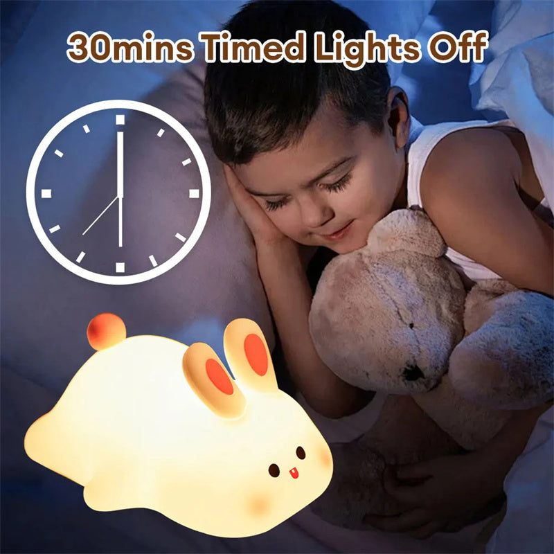 Veilleuse LED Tactile Enfant – Lapin Mignon en Silicone