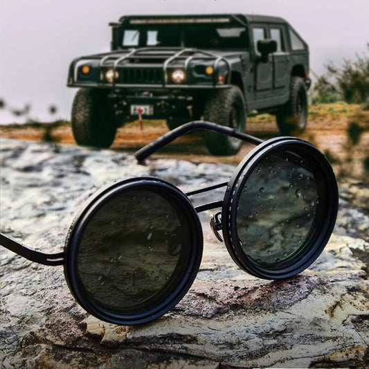 Lunettes de Soleil Rétro Polarisées ND9 – Rondes, Réglables, Unisexe – Anti-UV