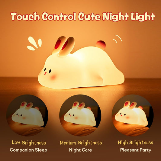 Veilleuse LED Tactile Enfant – Lapin Mignon en Silicone