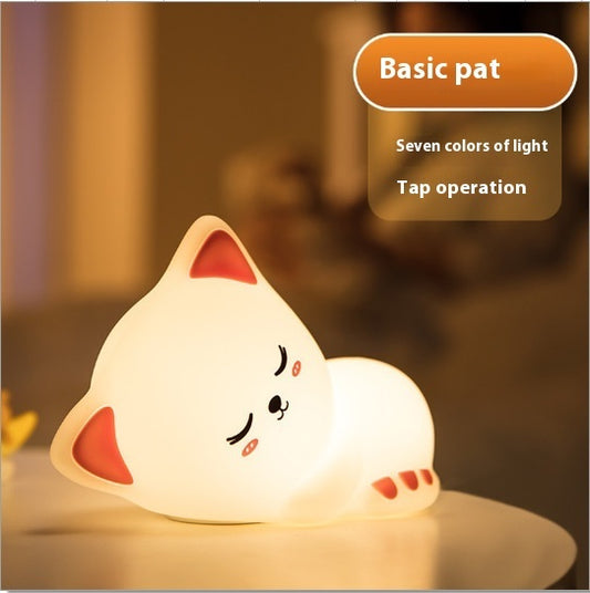 Lampe LED en silicone souple avec motif chat, rechargeable par USB