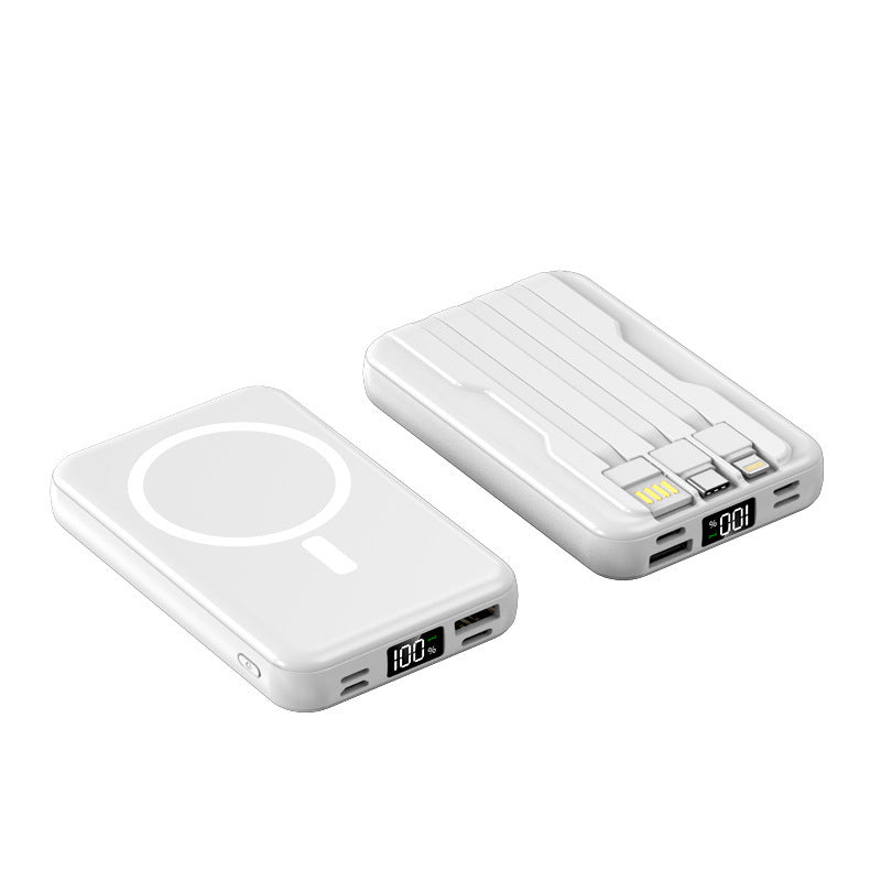 Batterie Externe 10000mAh – Recharge Sans Fil et Filaire, Aspiration Magnétique