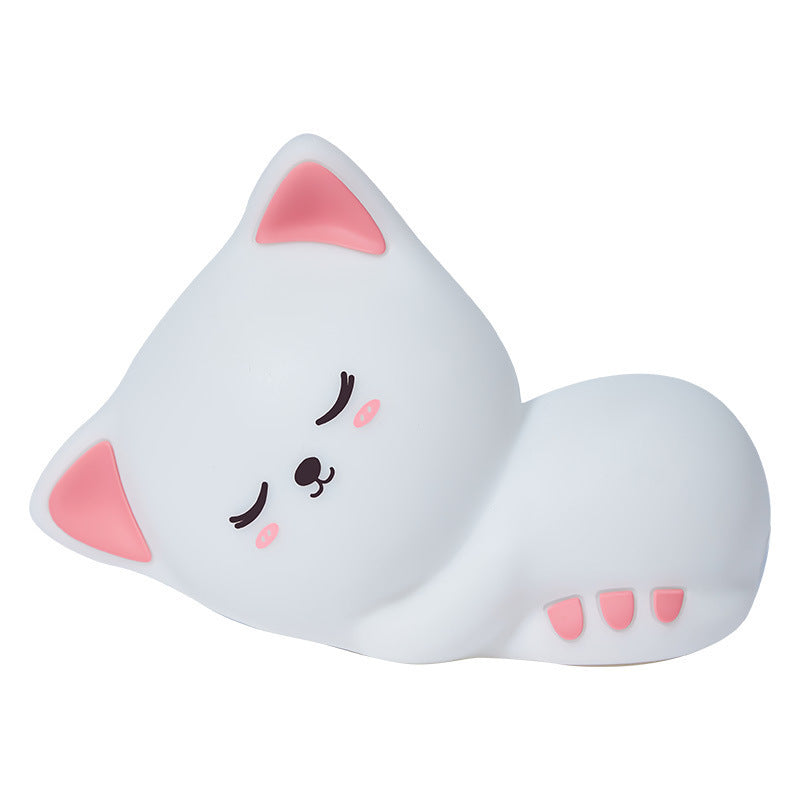 Lampe LED en silicone souple avec motif chat, rechargeable par USB